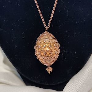 Super long Soixante Neuf Jewels egg necklace Copper in color, 36"
